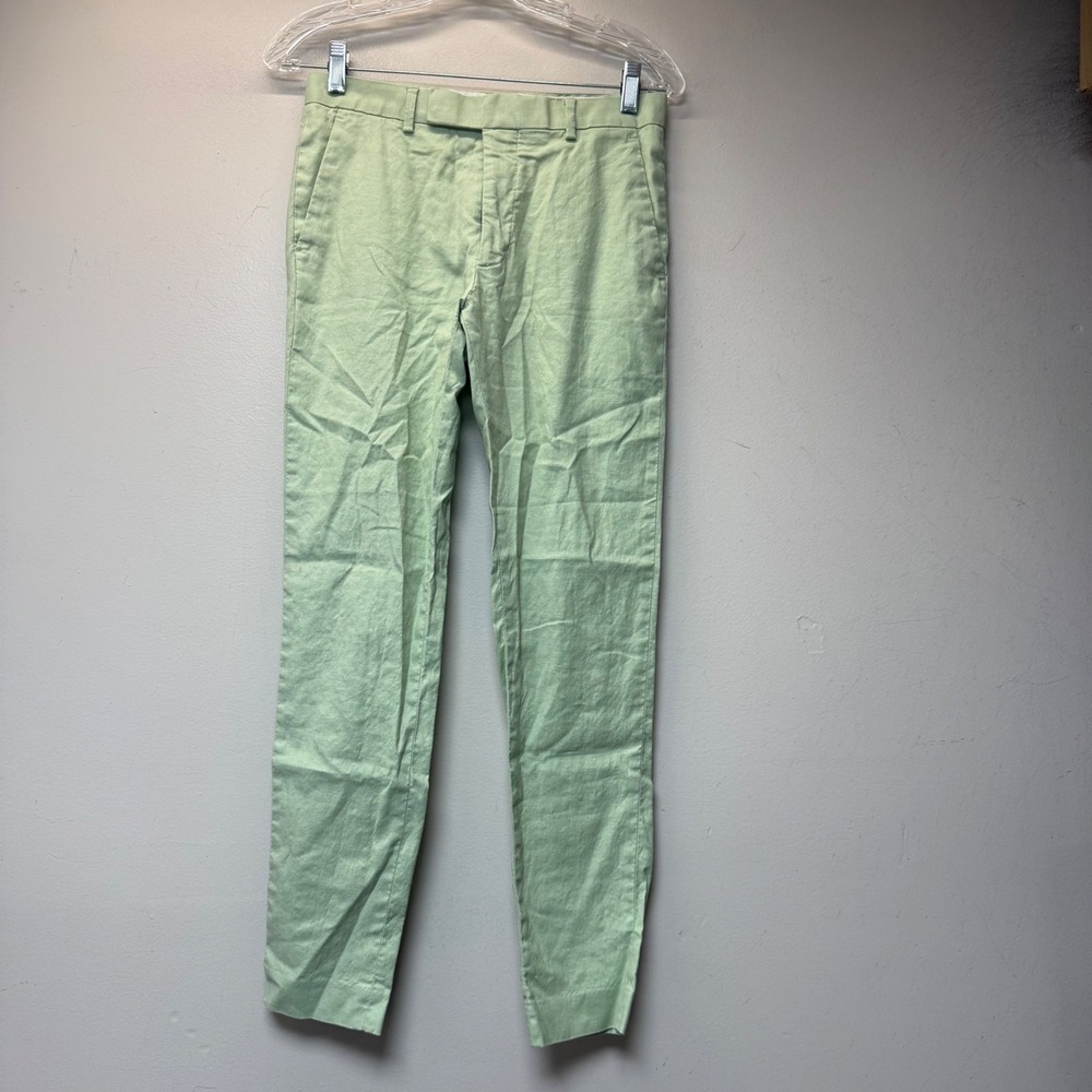 ASOS DESIGN Trousers Mens 28x27 Mint Green Excellent Linen Blend Slim Chinos